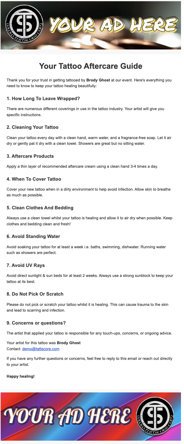 Client Aftercare Email